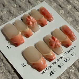 NEW Handmade Reusable Nail Set with Pink Floral Design